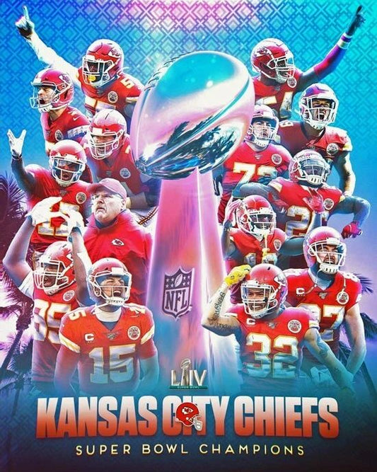 2019 Nfl Champions Kansas City Chiefs Glossy Magnet Super Bowl Liv Print