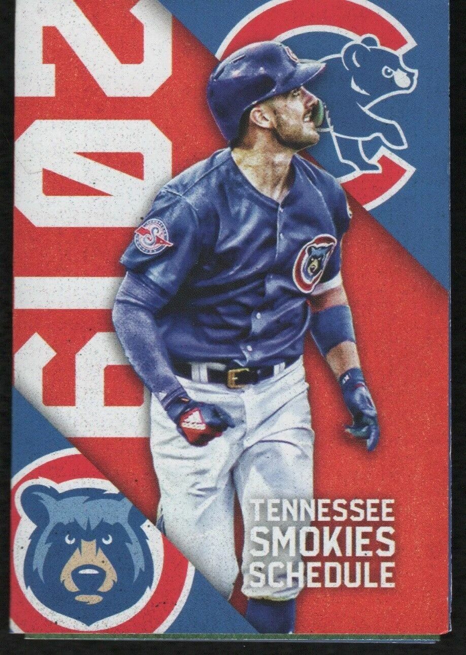 2019 Tennessee Smokies Baseball Pocket Schedule Kris Bryant Chicago Cubs Aa