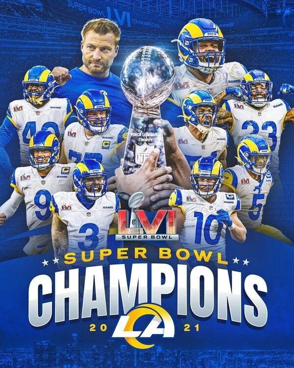 2021 Nfl Champions Los Angeles Rams Glossy Keychain Super Bowl Lvi Print