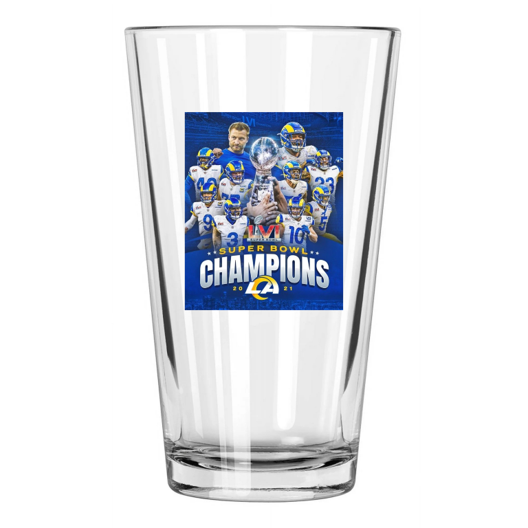 2021 Nfl Champions Los Angeles Rams Super Bowl Lvi Pint Beer Drinking Glass