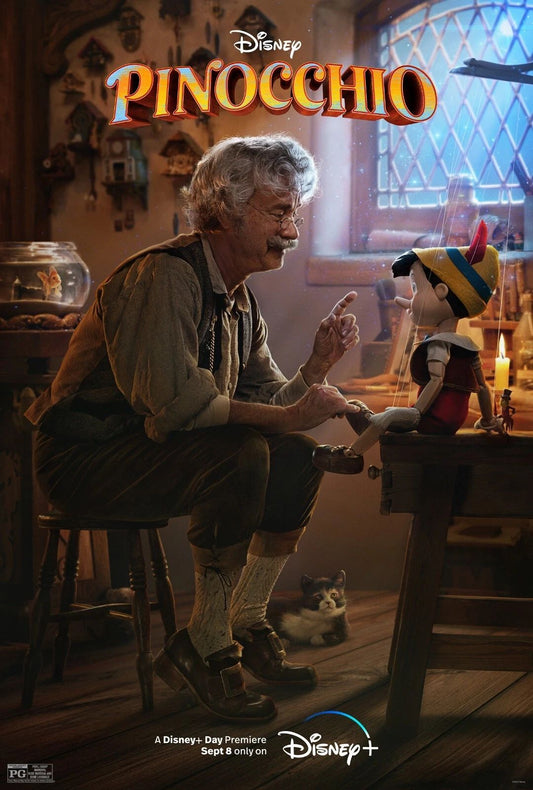 2022 Disney Pinocchio Movie Poster Tom Hanks Jiminy Cricket Geppetto