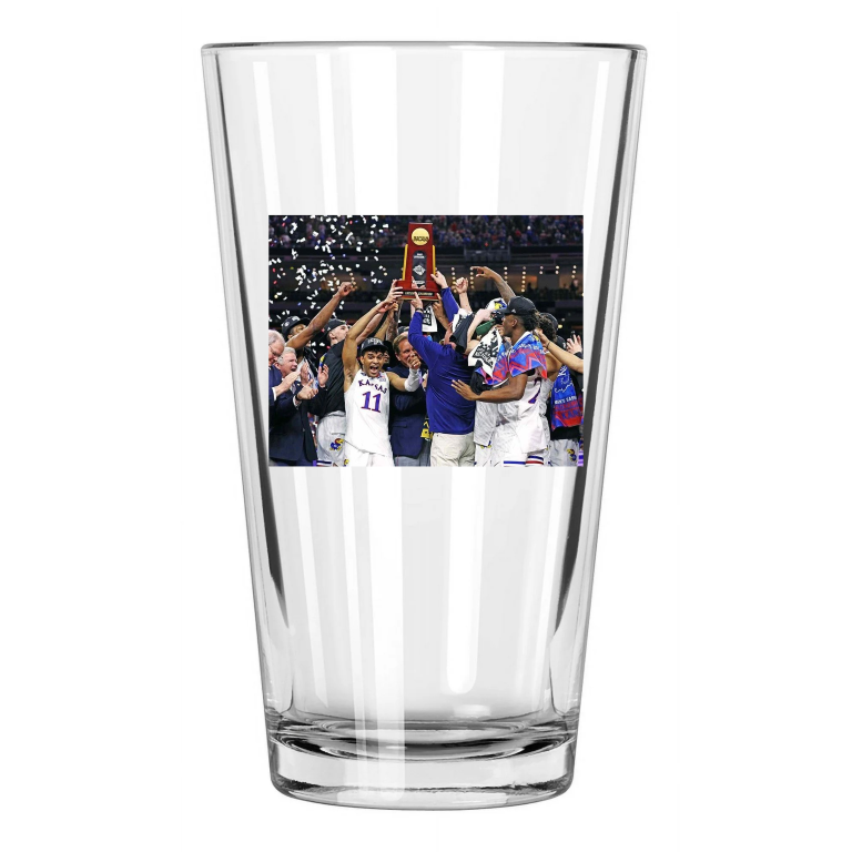 2022 Kansas Jayhawks Photo National Champions Pint Beer Drinking Glass