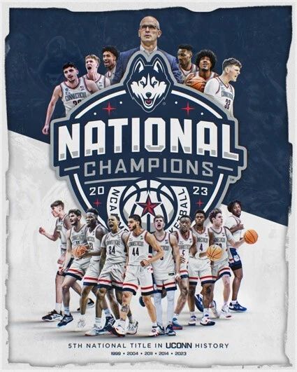 2023 Connecticut Huskies Glossy Magnet National Champions Print Uconn Magnet