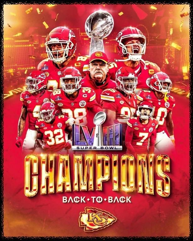 2023 Nfl Champions Kansas City Chiefs Glossy Magnet Super Bowl Lviii Print