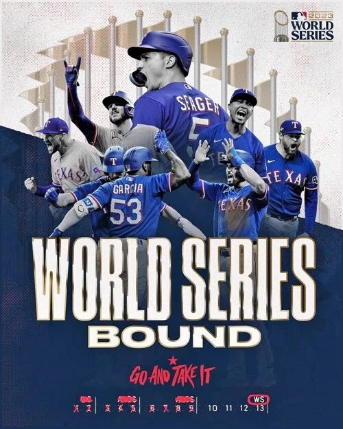 2023 Texas Rangers Glossy Magnet World Series Champions Champs Print 1
