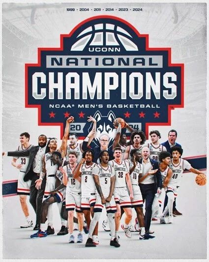 2024 Connecticut Huskies Glossy Magnet National Champions Print Uconn Magnet