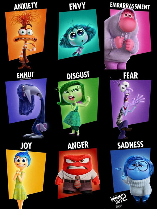 2024 Inside Out 2 Movie Keychain Joy Anger Fear Sadness Disgust Anxiety