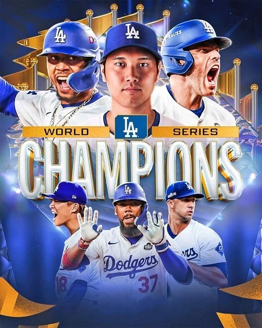 2024 Los Angeles Dodgers Glossy Magnet World Series Champions Champs Print