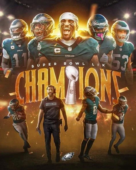 2024 Nfl Champions Philadelphia Eagles Glossy Magnet Super Bowl Lix Print 2