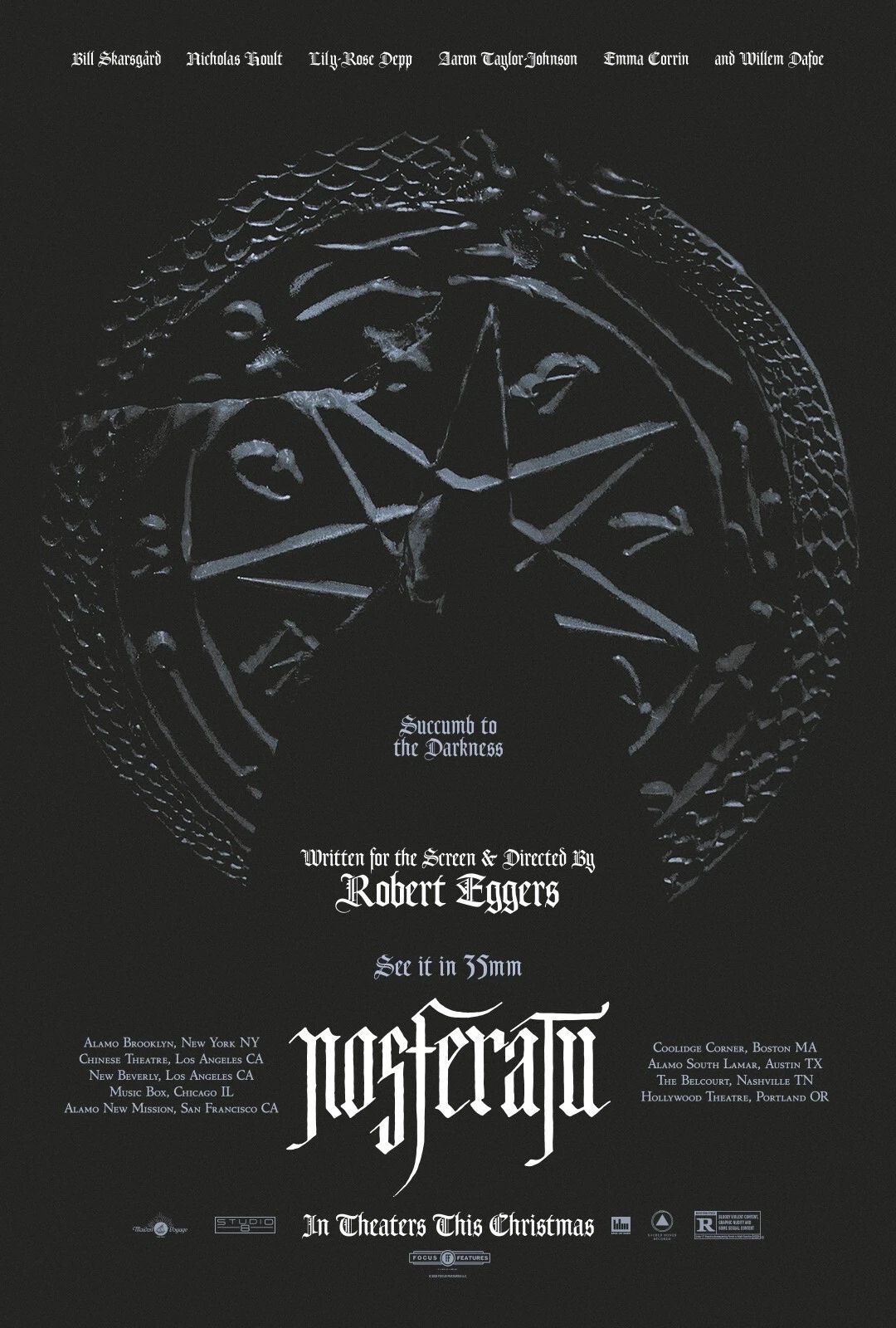 2024 Nosferatu Movie Poster Lily Rose Depp Bill Skarsgard William Dafoe