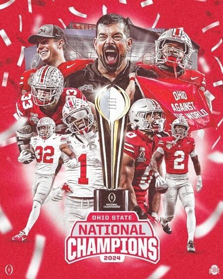 2024 Ohio State Buckeyes Glossy Magnet National Champions Ryan Day Print