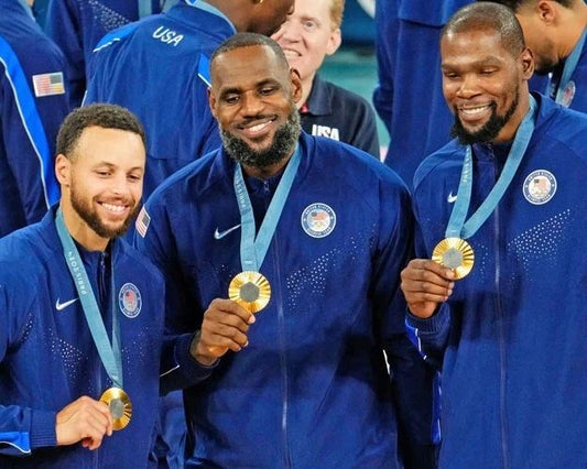 2024 Paris Olympics Lebron James & Stephen Curry Glossy Magnet Gold Medal