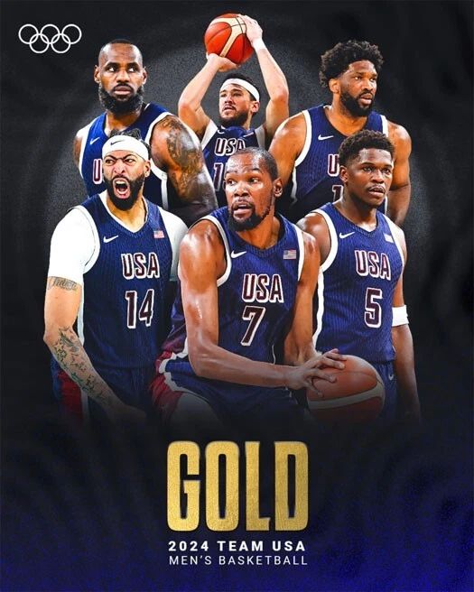 2024 Paris Olympics Usa Basketball Glossy Magnet Lebron James & Kevin Durant