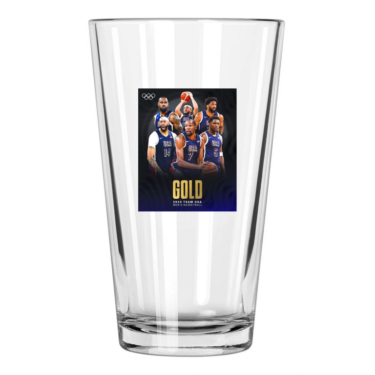2024 Paris Olympics Usa Basketball Lebron James & Kevin Durant Pint Beer Glass