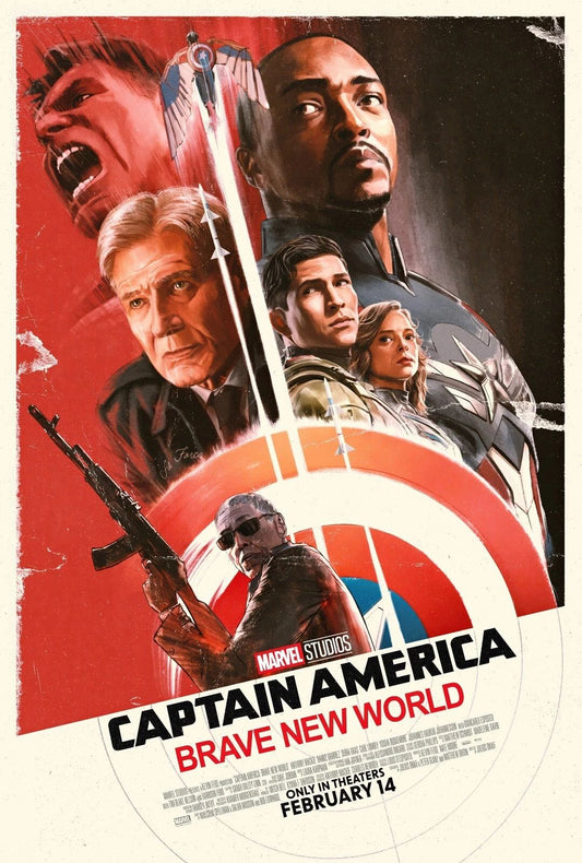2025 Captain America Brave New World Movie Poster Marvel Falcon Red Hulk