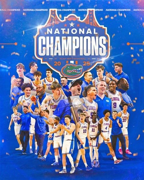 2025 Florida Gators Glossy Keychain National Champions Print Basketball Keychain