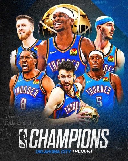 2025 Oklahoma City Thunder Glossy Keychain Nba Finals Champions Print 1