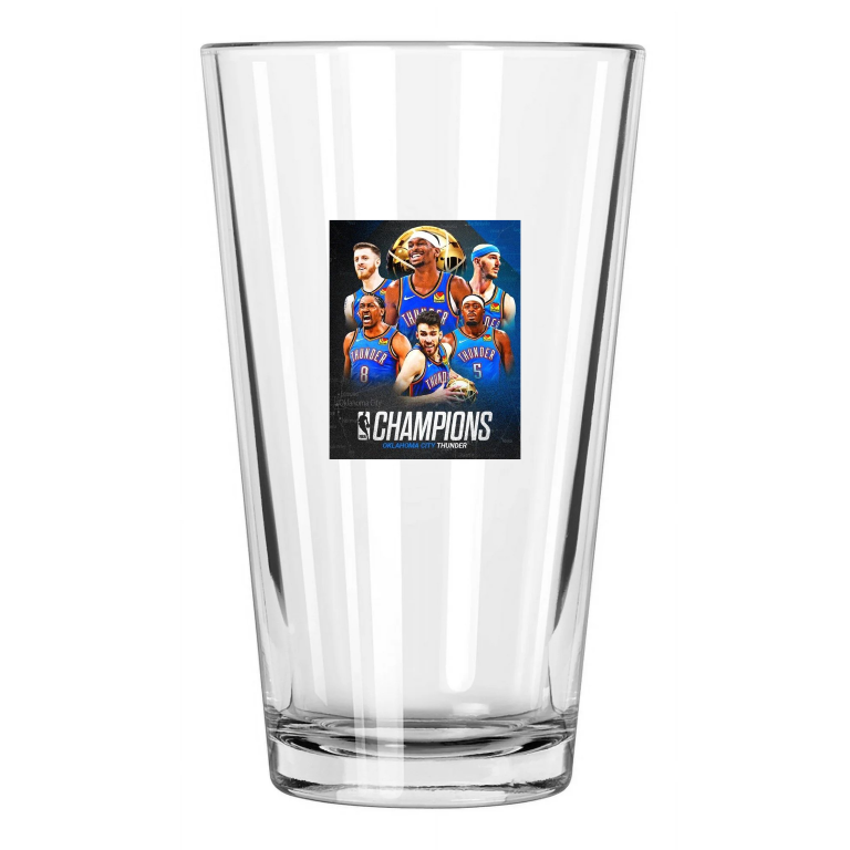 2025 Oklahoma City Thunder Photo Nba Finals Champions 1 Pint Beer Drinking Glass