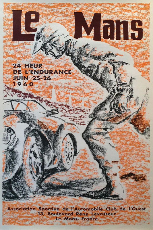 24 Hours Le Mans 1960 Vintage Racing Travel Auto Wall Art Home Poster