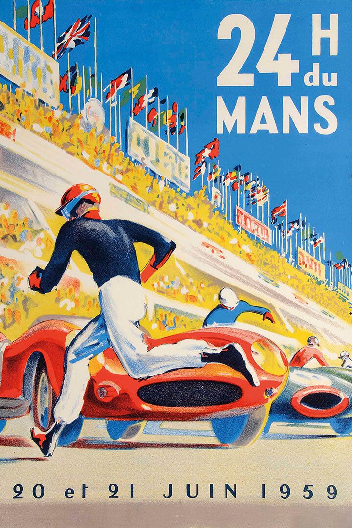 24 Hours Of Le Mans 1959S Auto Races Vintage Style Wall Art Poster