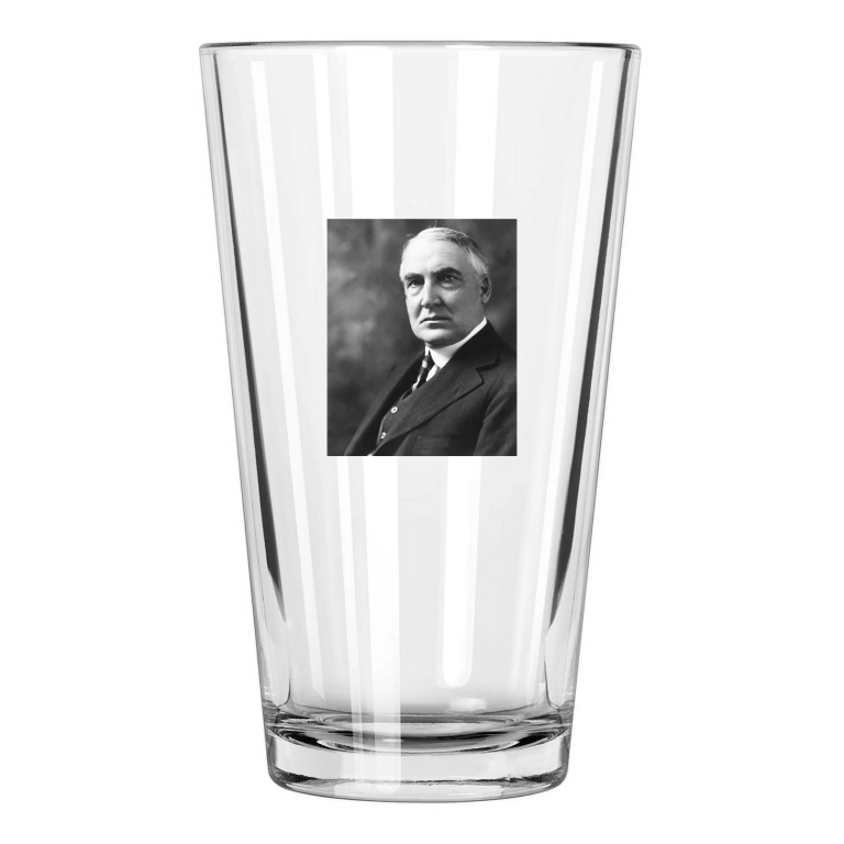 29Th Us President Warren Harding Political Portrait Pint Beer Drinking Glass