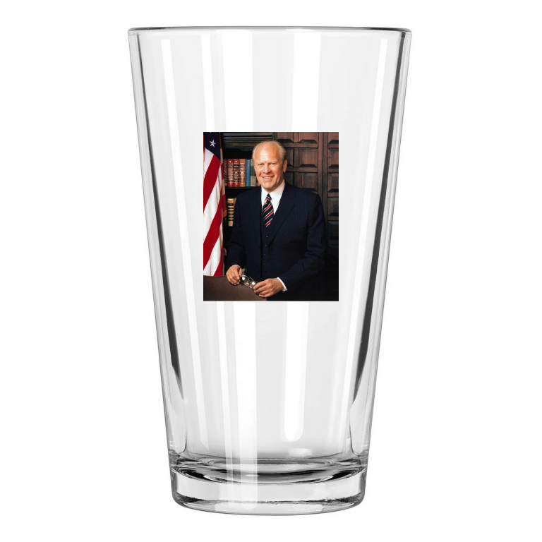 38Th U.S. President Gerald Ford Photo Political Pint Beer Drinking Glass