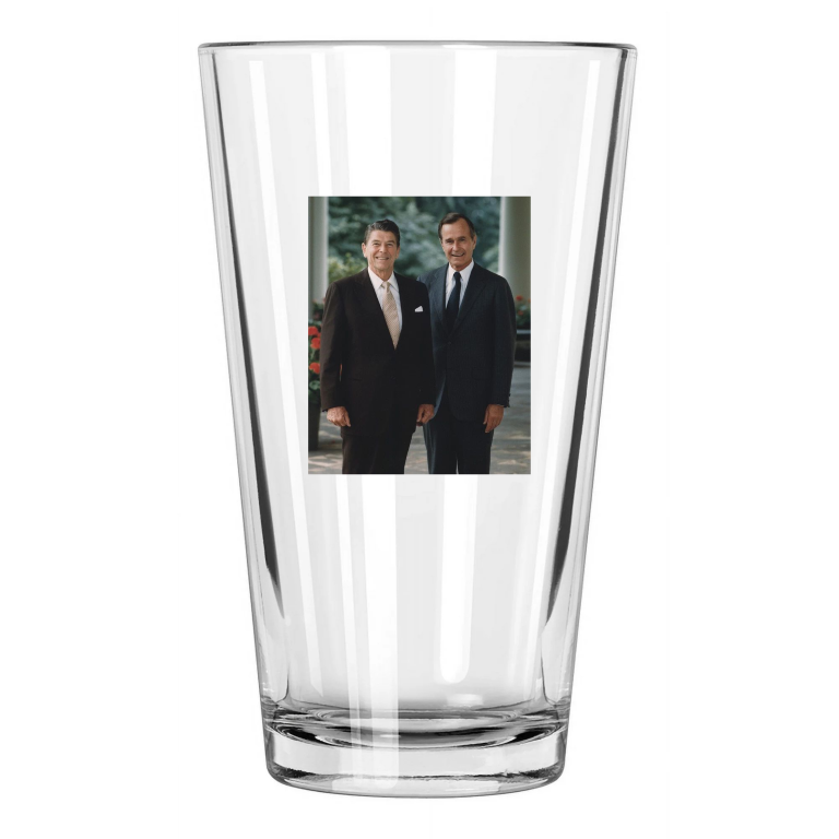 40Th President Ronald Reagan And George Bush Photo 1981 Pint Beer Drinking Glass