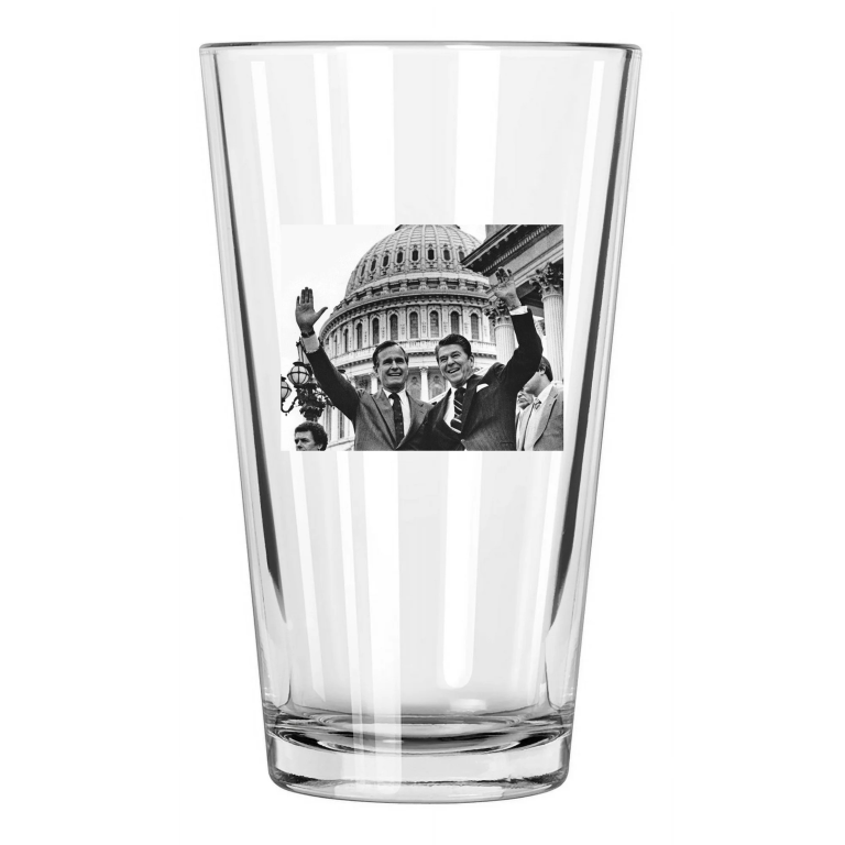 40Th President Ronald Reagan And George Bush Photo Pint Beer Drinking Glass