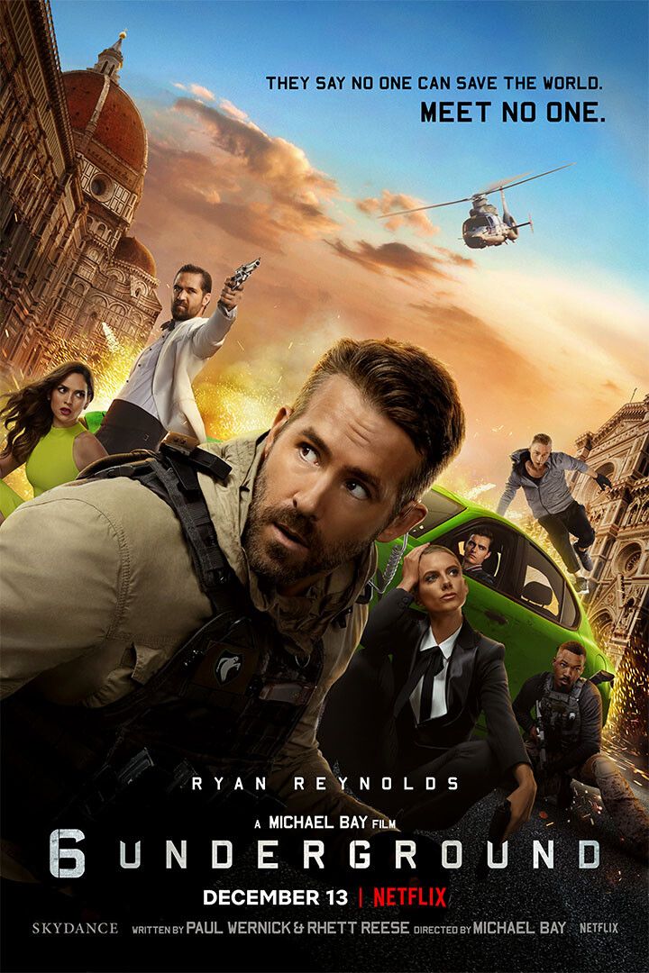 6 Underground 2019 Ryan Reynolds Action Thriller Wall Art Home Poster