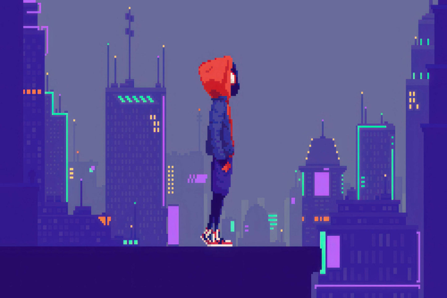 Miles Morales Spider Man Pixel Art Comic Book Keychain