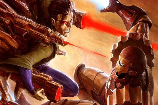 Iron Man Vs. Machine Man Comic Book Poster Print Wall Art