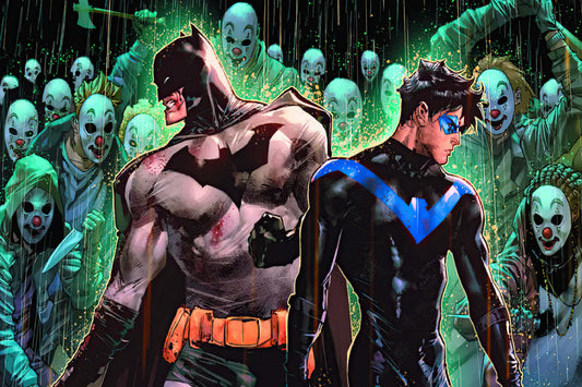 Batman And Nightwing Vs. Clowns Comic Book Poster Print Wall Art