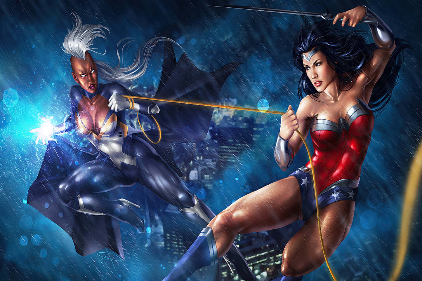 Wonder Woman Vs. Storm Comic Book Poster Print Wall Art