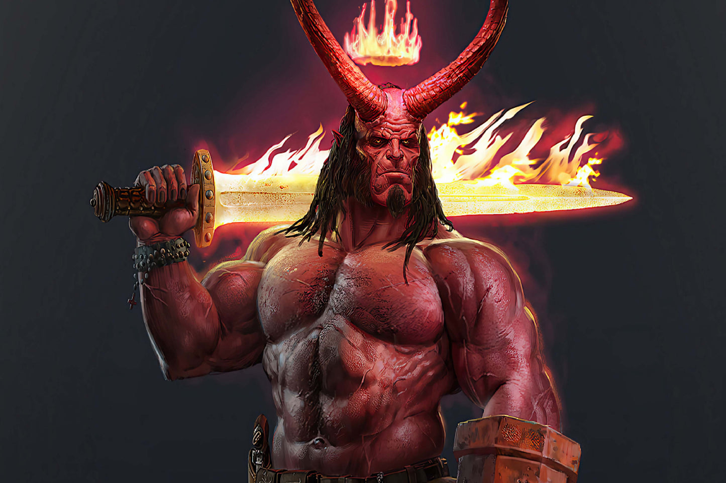 Hellboy Burning Sword Art Comic Book Poster Print Wall Art