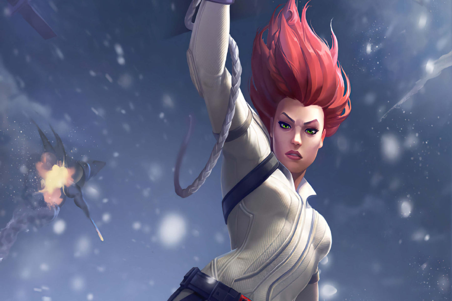 Black Widow White Suit Comic Book Jigsaw Puzzle