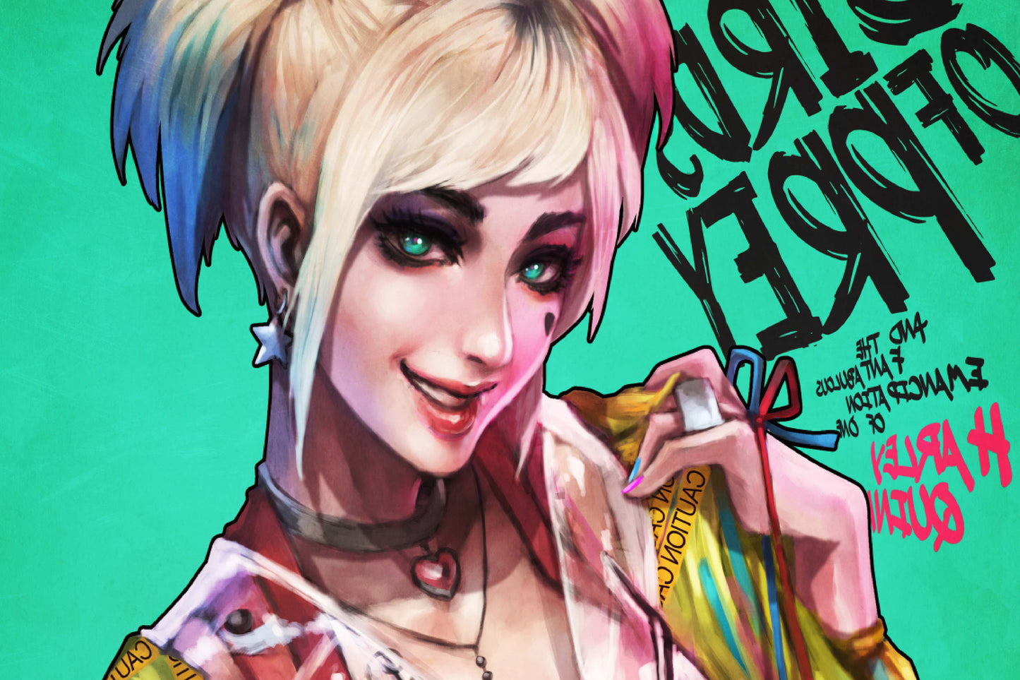 Harley Quinn Birds Of Prey Digital Artwork Ed Comic Book Keychain