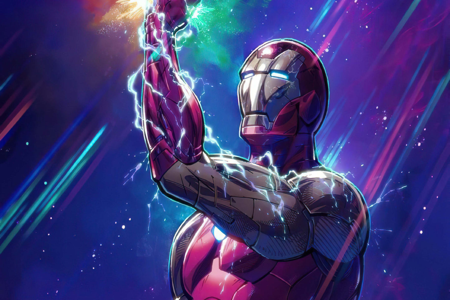 Iron Man Infinity Gauntlet Art Comic Book Keychain