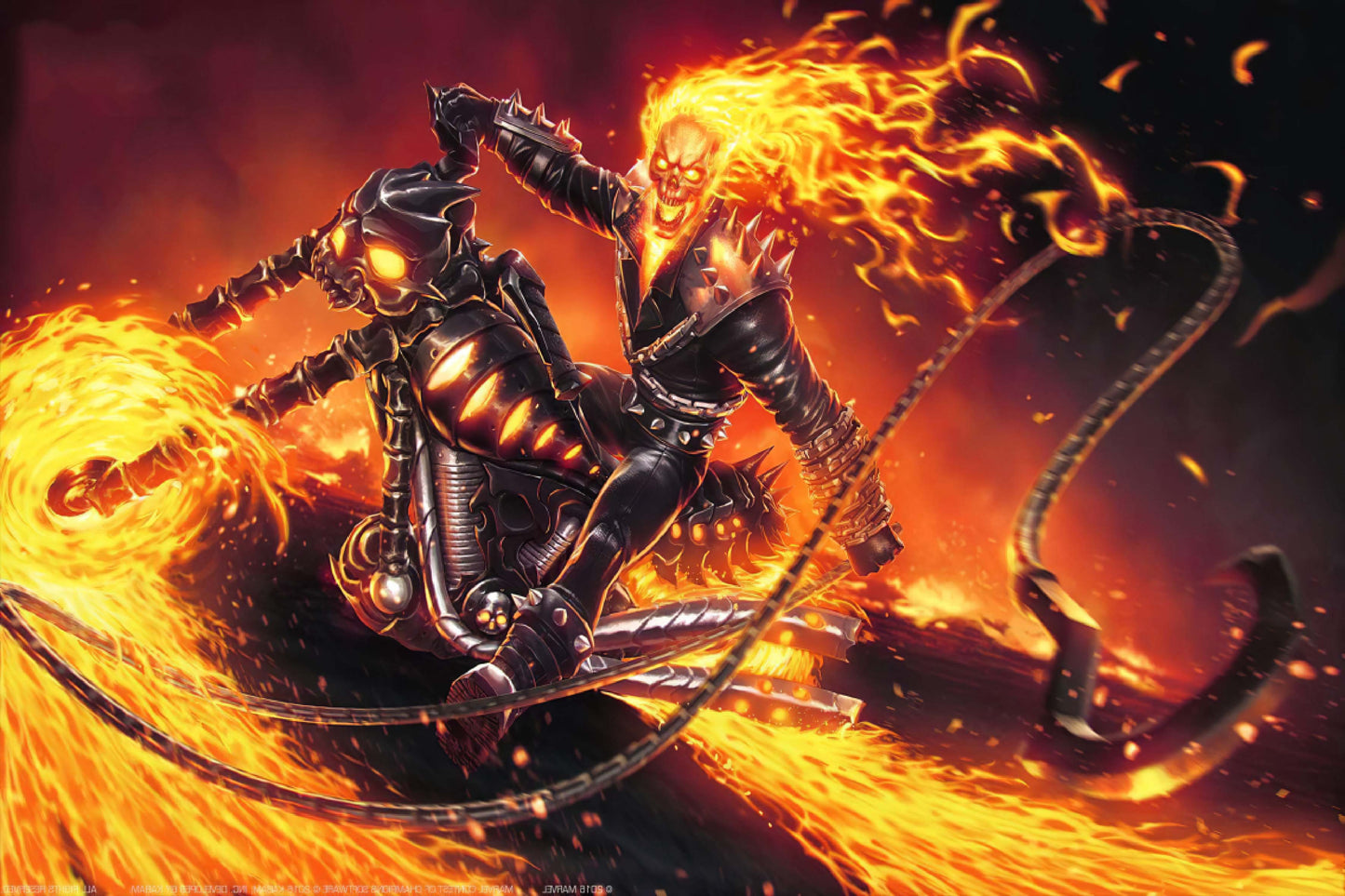 Ghost Rider Motorcycle Flaming Comics Art Comic Book Poster Print Wall Art