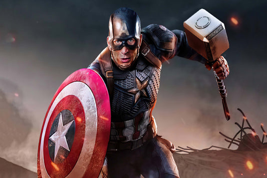 Captain America Shield Mjolnir Hammer Comic Book Poster Print Wall Art