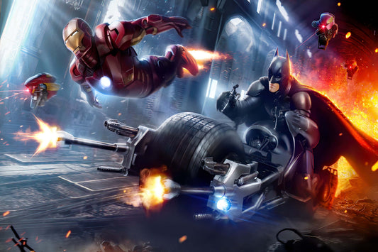 Batman Iron Man Dc Marvel Superheroes Comic Book Poster Print Wall Art