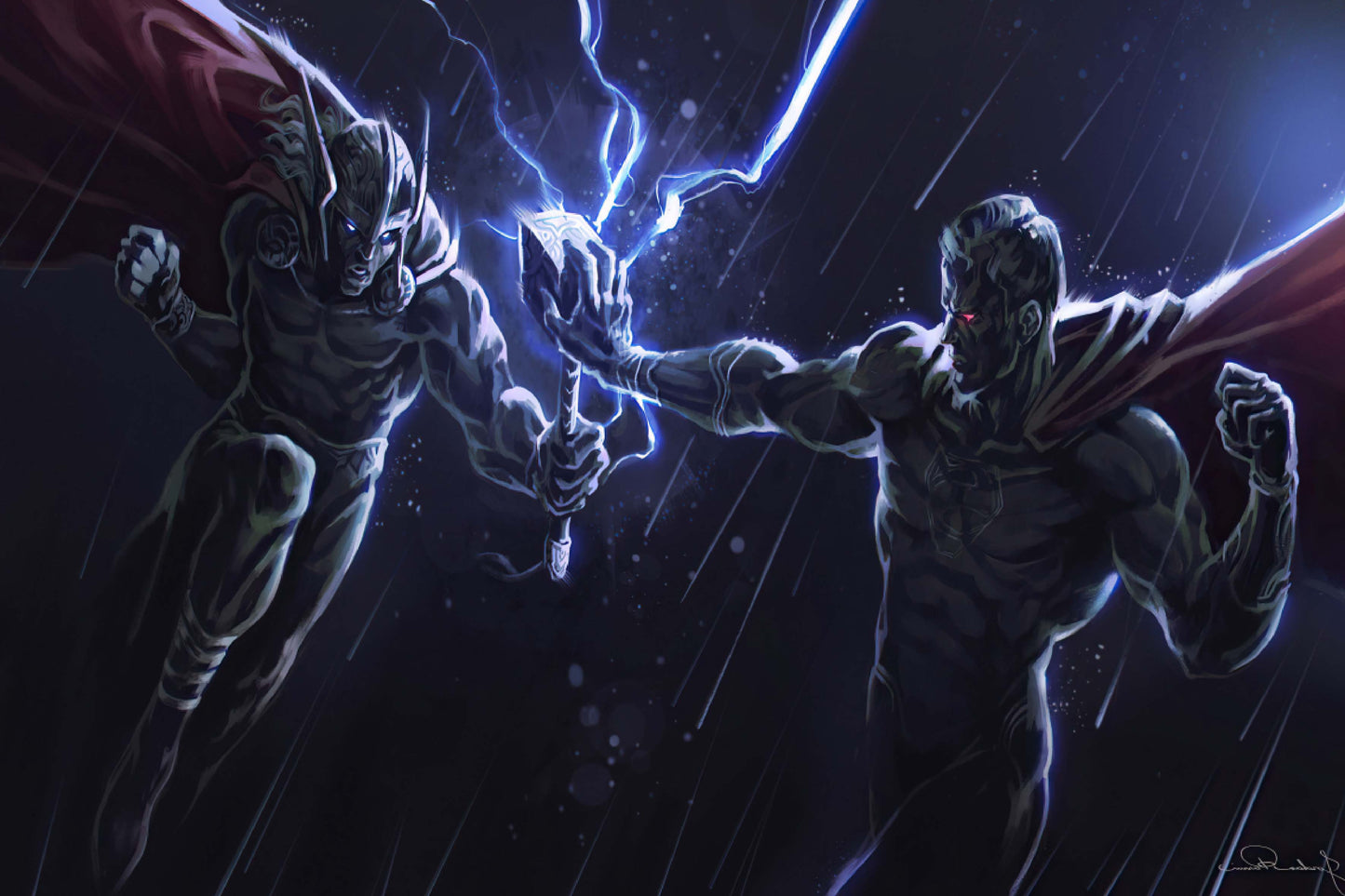 Superman Vs. Thor Marvel Dc Superheroes Comic Book Poster Print Wall Art