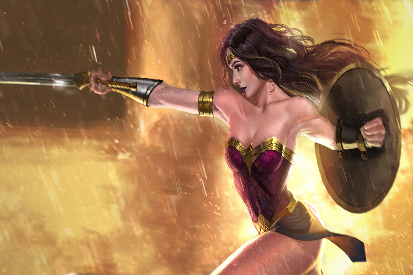 Wonder Woman Sword Shield Dc Comic Book Poster Print Wall Art