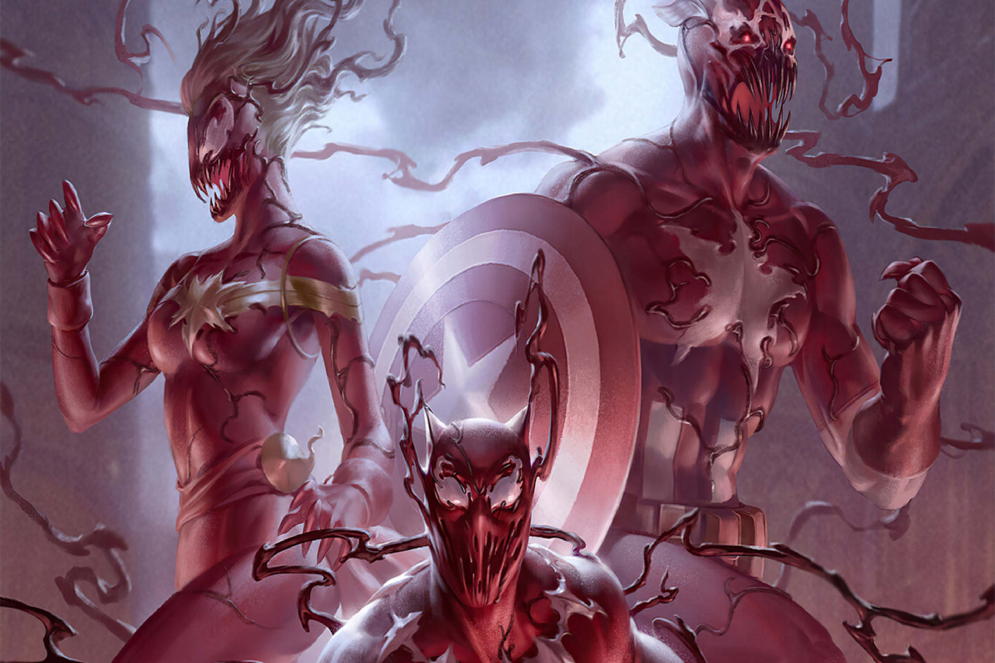 Symbiote Black Panther Captain America Captain Marvel Comic Book Poster Print