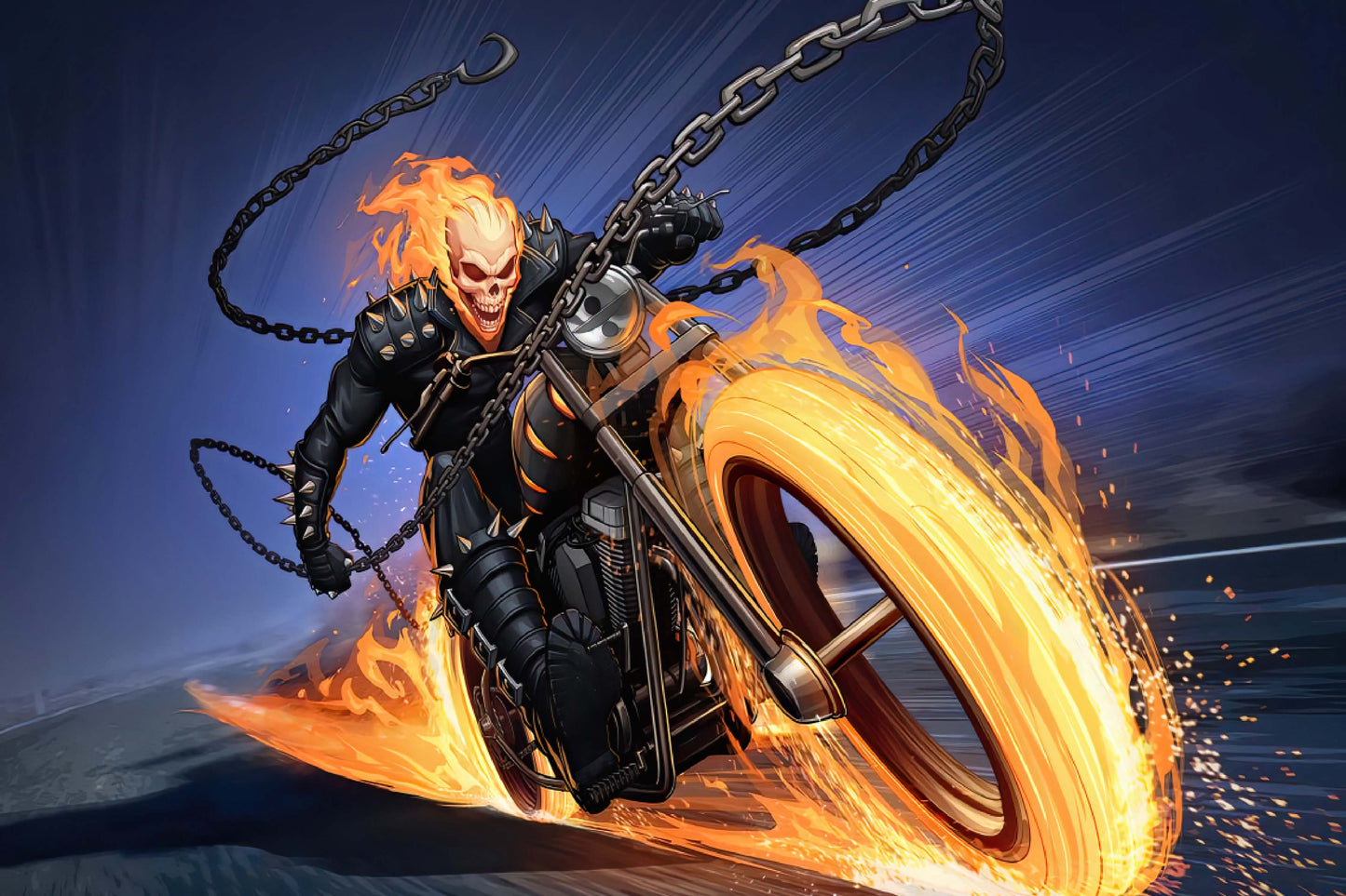 Ghost Rider Motorcycle Marvel Superhero Comic Book Poster Print Wall Art