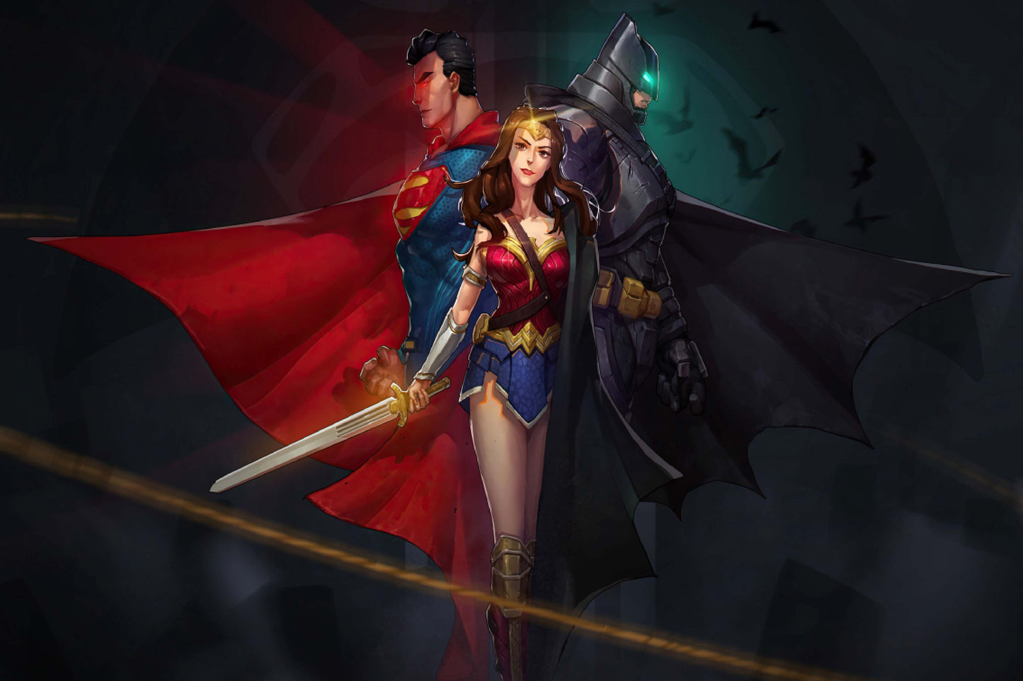 Batman Wonder Woman Superman Dc Superheroes Comic Book Poster Print Wall Art