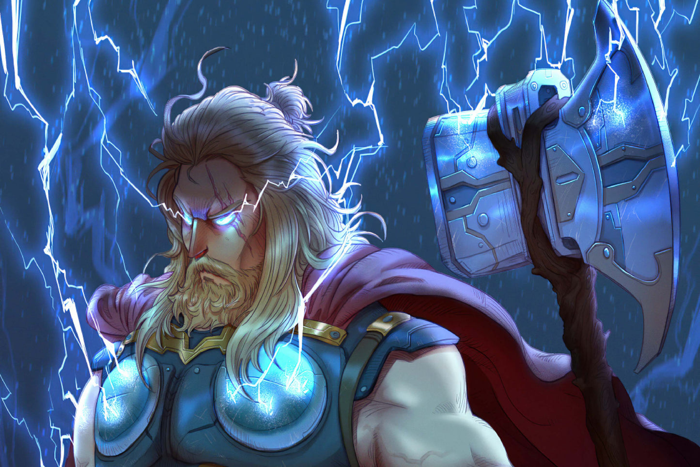 Thor Stormbreaker Lightning Comic Book Poster Print Wall Art