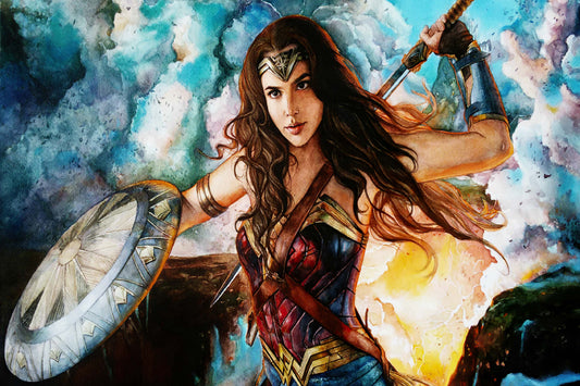 Wonder Woman Sword Shield Gal Gadot Dc Comic Book Poster Print Wall Art