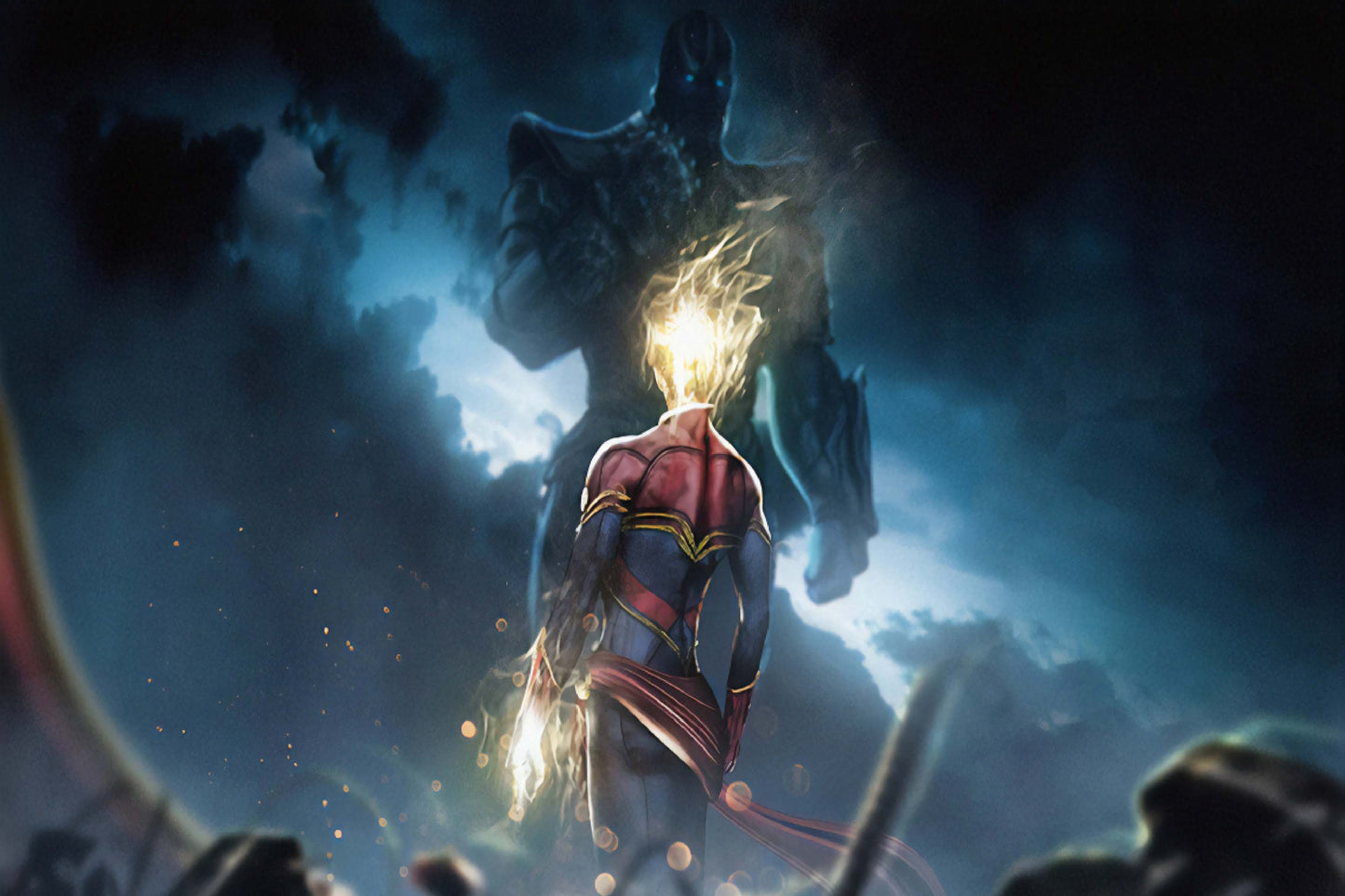 Captain Marvel Vs Thanos Comic Book Poster Print Wall Art