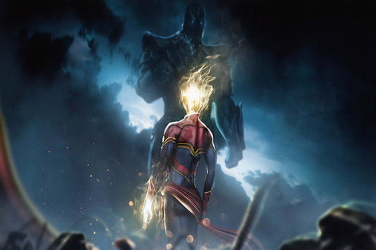 Captain Marvel Vs Thanos Comic Book Poster Print Wall Art