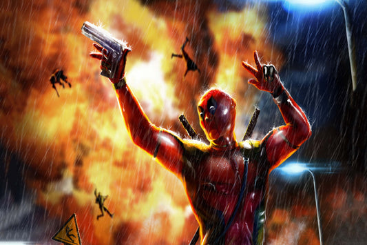 Deadpool Explosion Comic Book Poster Print Wall Art